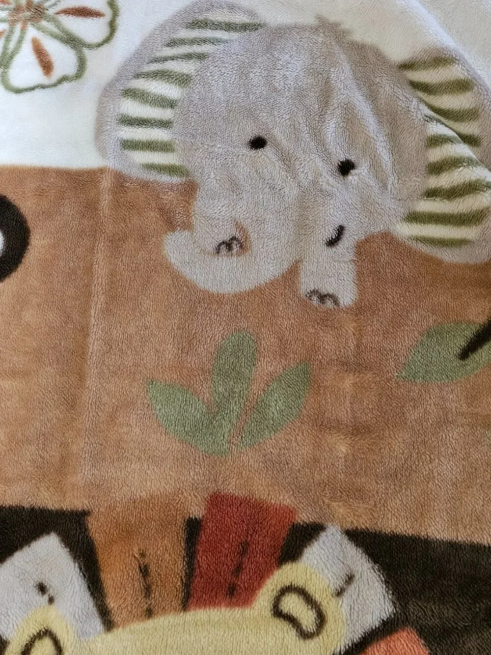 Cocalo Brown Plush Infant Crib Baby Blanket Jungle Safari Monkey Elephant Lion